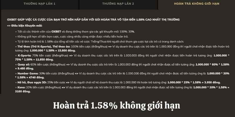 Hoàn trả hấp dẫn tại Oxbet